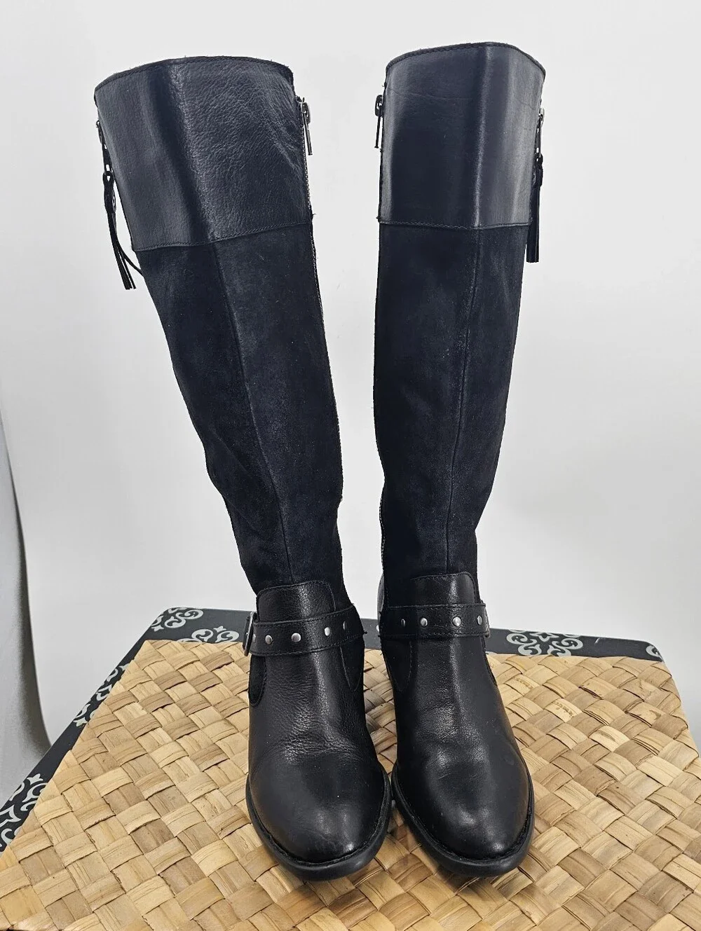 Born Black Tall Leather Boots Size 8